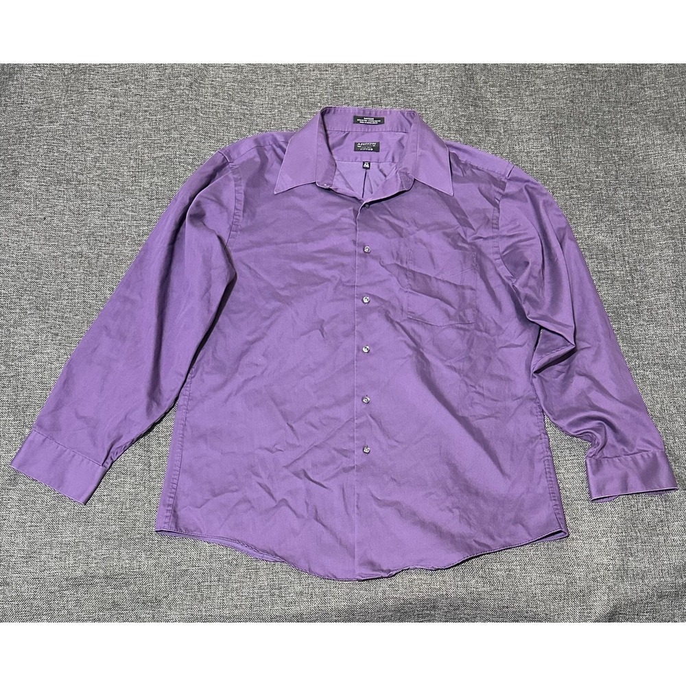 Arrow Fitted Men's‎ 17 1/2 34/35 XL Purple Long Sleeve Shirt